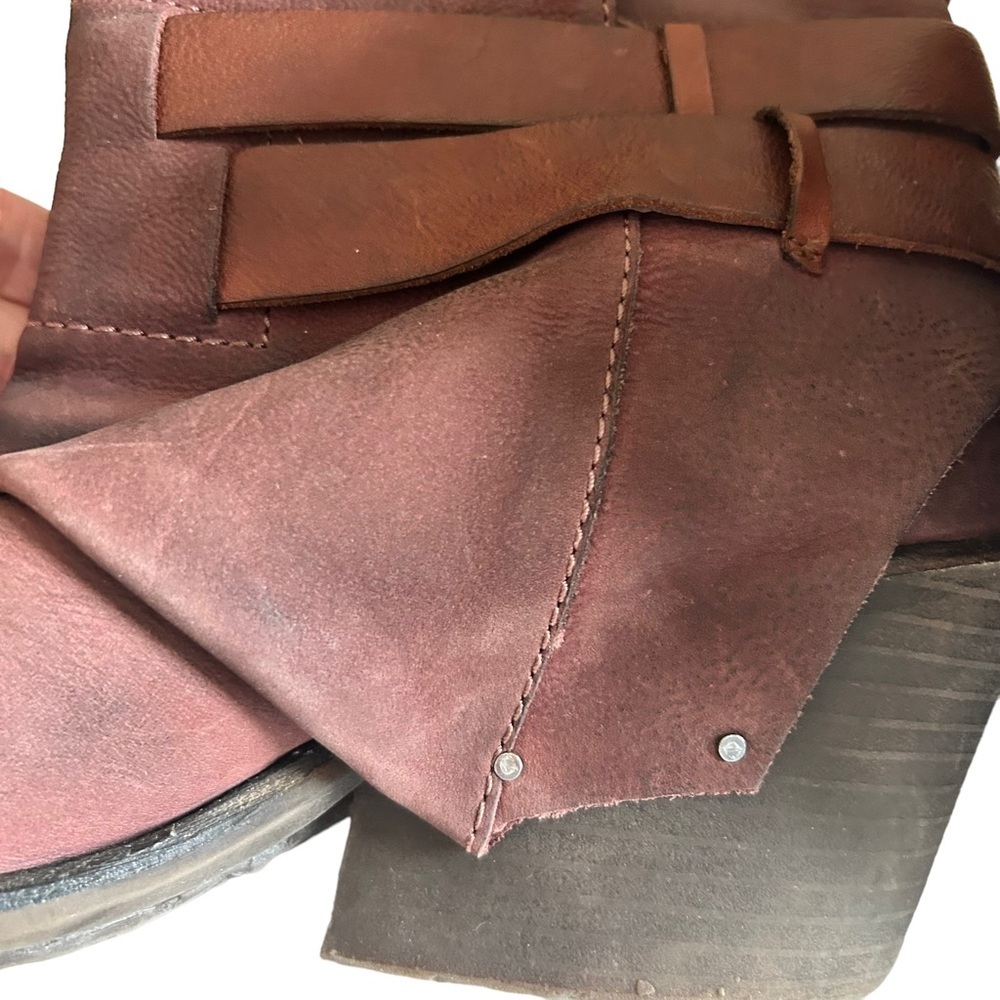 Sheridan Mia Brown Block Heel Nubuck Leather Buckle Womens Ankle Bootie Size 8 - Picture 9 of 10